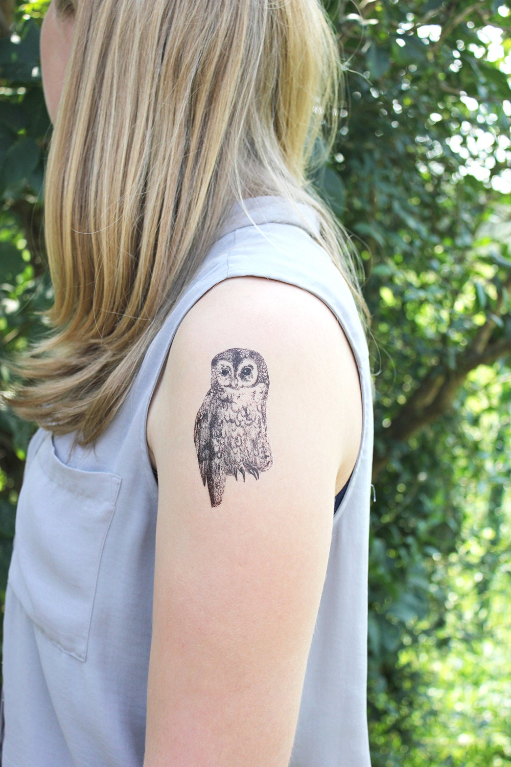 Owl temporary tattoo Temporary tattoo Animal tattoo Barred | Etsy