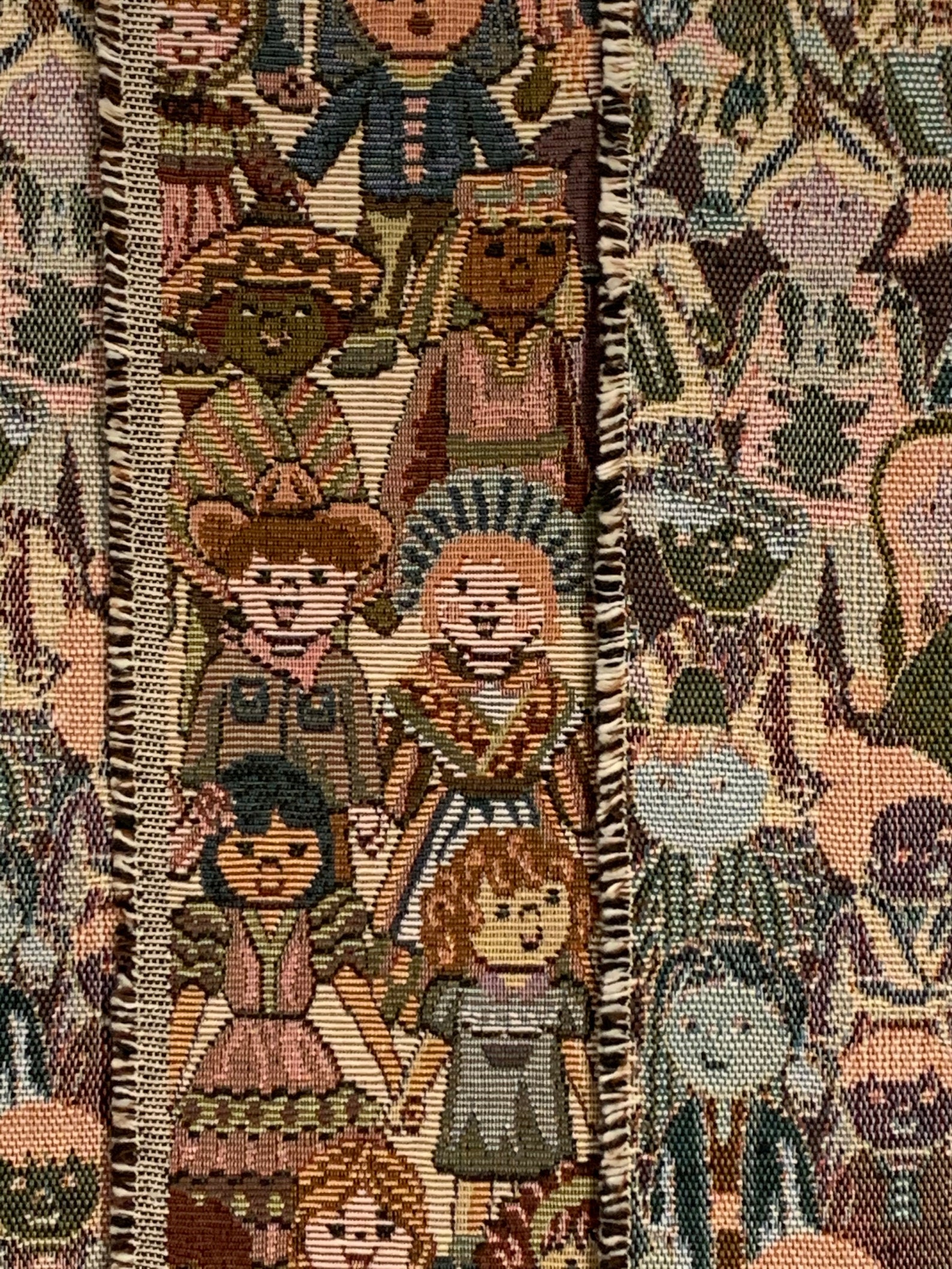 Vtg Cotton Tapestry fabric CHILDREN of the World Pictorial Etsy