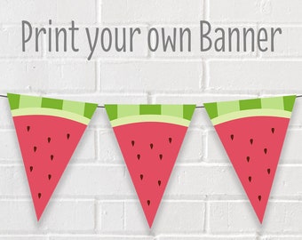 Summer Birthday Banner - Watermelon Party Banner - Watermelon Birthday Bunting - Summer Party Banner