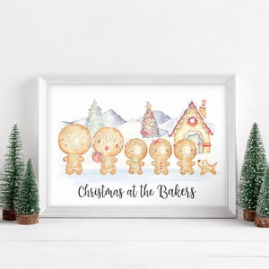 Impresión navideña de pan de jengibre / Navidad con el / Arte de pared navideño / Impresión de Navidad familiar / Impresiones de Navidad / Decoración navideña / Imprimible