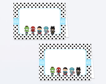 Superhero Food Labels - Superhero Birthday - Printable Party Food Labels - Superhero Place Cards - Superhero Food Labels - Super Hero