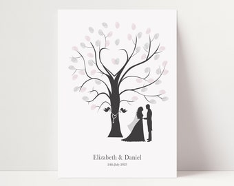 Wedding Fingerprint Tree - Wedding Guest Book - Printable Fingerprint Tree - Personalized Alternative Guest Book - Two Little Birds