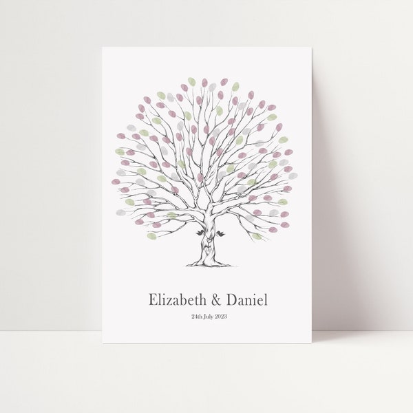 Wedding Fingerprint Tree  | Wedding Guest Book | Thumb Print | Printable Fingerprint Tree | Personalized Alternative Guest Book | Love Birds