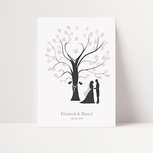Wedding Fingerprint Tree - Wedding Guest Book - Printable Fingerprint Tree - Personalized Alternative Guest Book - Two Little Birds
