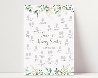 Wedding Fingerprint Guestbook  | Wedding Guest Book | Fingerprint tree | Personalized Alternative Guest Book | Botanical | Boho Wedding