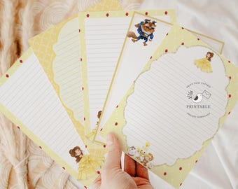 Writing Paper - Letter Writing Set - Notes - Journal Page - DIY Printable - Scrapbook - Beauty and the Beast