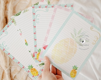 Papel de escribir - Set para escribir cartas - Notas - Página de diario - Imprimible para manualidades - Álbum de recortes - Flamenco