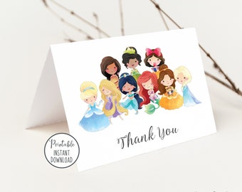 Printable Princess Thank You Card - Printable Instant Download - Princess Thank You Card - Thank You Card