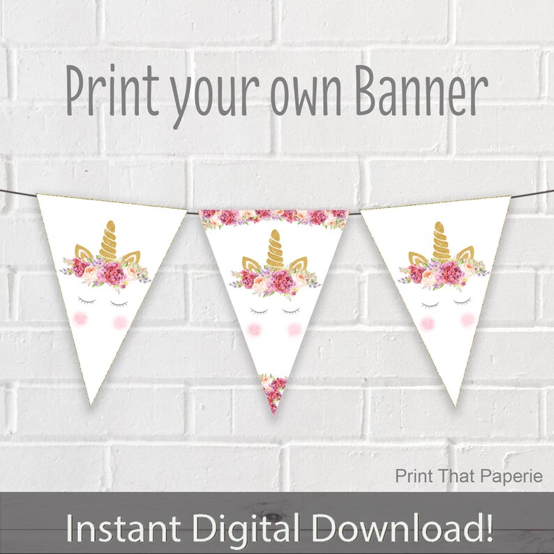 Unicorn Banner Unicorn Bunting Unicorn Birthday Banner Unicorn Party Banner Unicorn Birthday Bunting Unicorn Party Bunting image 1