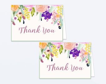 Tarjeta de agradecimiento floral - Imprimible para fiestas - Descarga digital instantánea
