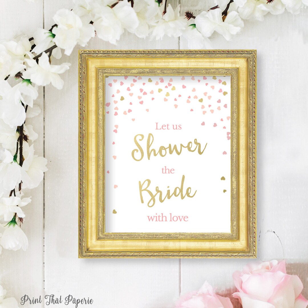 Bridal Shower Sign Let Us Shower the Bride With Love Pink Etsy