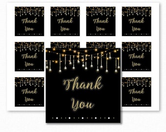 Printable Party Favor Tags - Printable Instant Download - Milestone Party Favor Thank You Tag - Fairy Lights Favor Card