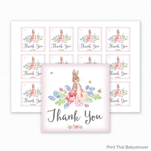 Peter Rabbit Babyparty druckbare Gunst Tag - Peter Rabbit Favor Tag - Peter Rabbit Babyparty Danke Tag - rosa Peter Rabbit