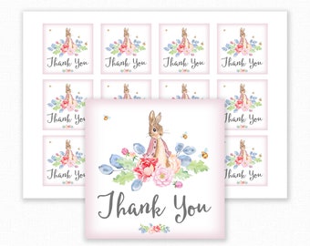 Peter Rabbit Baby Shower Printable Favor Tag - Peter Rabbit Favour Tag - Peter Rabbit Baby Shower Thank You Tag - Pink Peter Rabbit