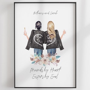 Besties Print - Best Friends Gift - Custom BFF - Friends Illustration - Personalized Portrait - Printable - Personalized Christmas Gift