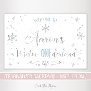 Winter ONEderland Birthday Backdrop - First Birthday Backdrop - Birthday Welcome Printable Backdrop, Winter Wonderland First Birthday Poster