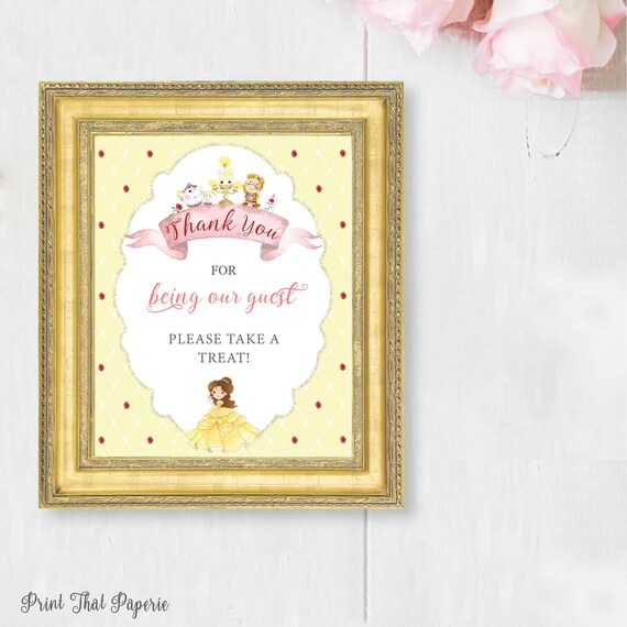 Birthday Favor Sign - Favour Sign - Beauty and the Beast Party Favor Signs - Party Favor Sign - Printable - Beauty and the Beast Il_570xn