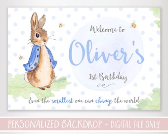 Peter Rabbit Birthday Backdrop - First Birthday Backdrop - Printable Backdrop - Peter Rabbit First Birthday Poster