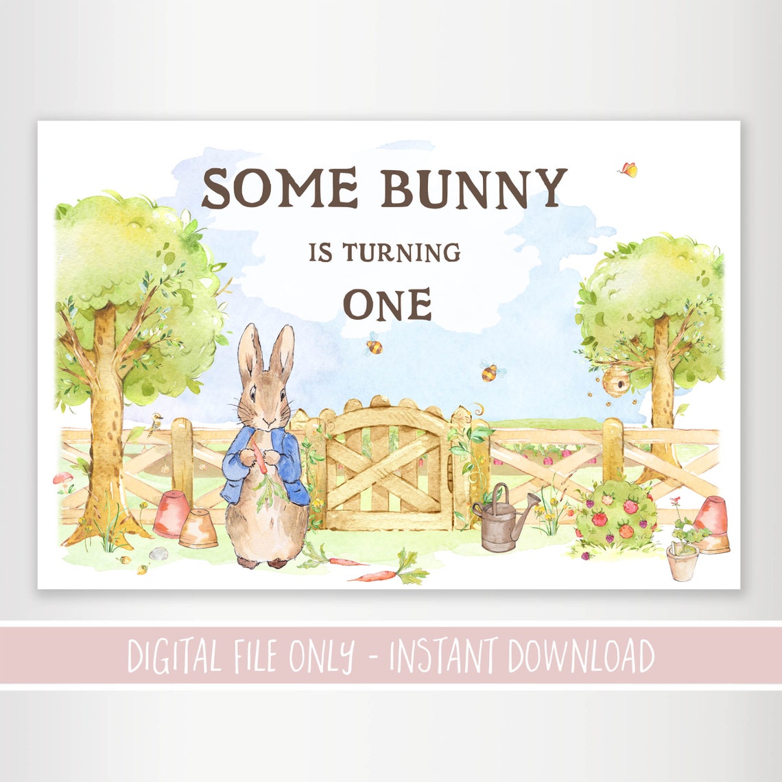 Petr Rabbit Birthday Background Peter Rabbit 1st Birthday Backdrop - Party Welcome Sign - DIY Printable ...