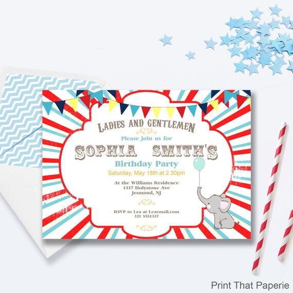 Circus Birthday Invitation - Circus Invitation - Circus Invite - Circus Birthday Invite Il_570xn