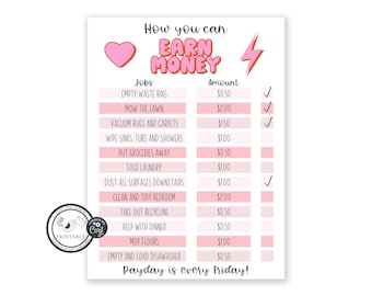 Editable Chore Chart: Kids Allowance Tracker (Instant Download)