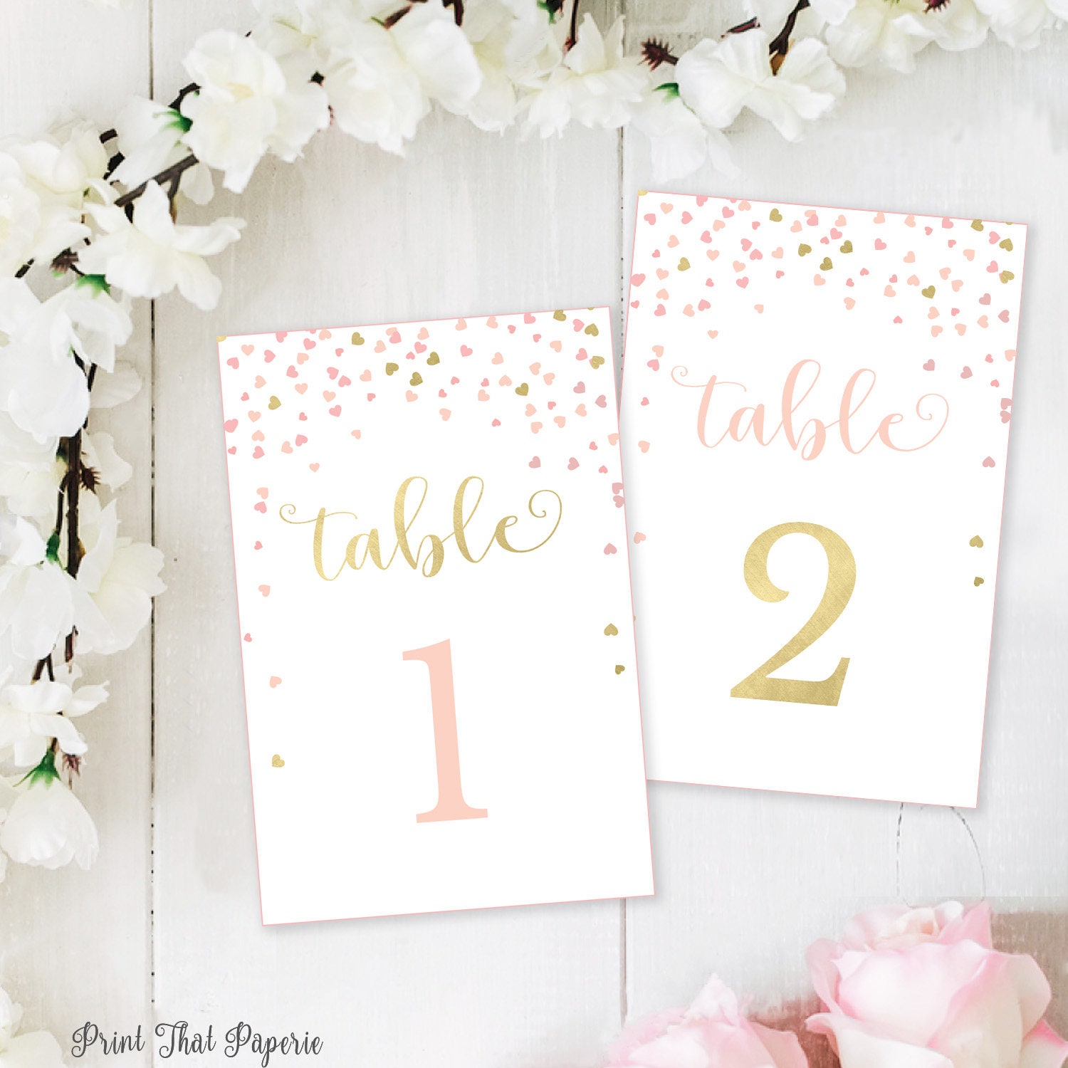 Wedding Table Numbers Signs Pink And Gold Wedding Table Etsy