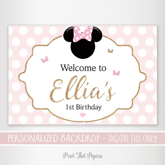 Minnie Mouse Birthday Backdrop Minnie Mouse Birthday Poster Etsy