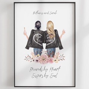 Besties Print - Best Friends Gift - Custom BFF - Friends Illustration - Personalized Portrait - Printable - Personalized Christmas Gift