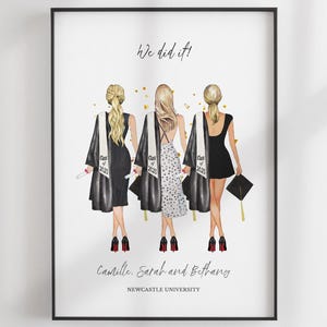Personalised Graduation Print - Graduation Gift - Custom BFF Gift - University Graduation Print - Personalized Portrait - Personalized Gift