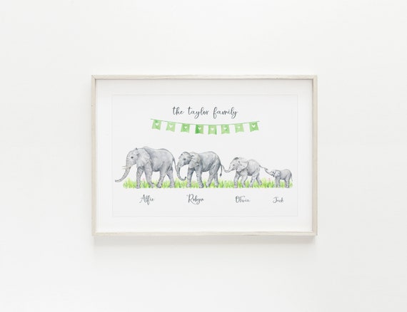 Elephant Family Personalised Print Family Illustration Personalized Family Wall Art Family Gift Housewarming Gift Christmas Gift By Print That Paperie Catch My Party