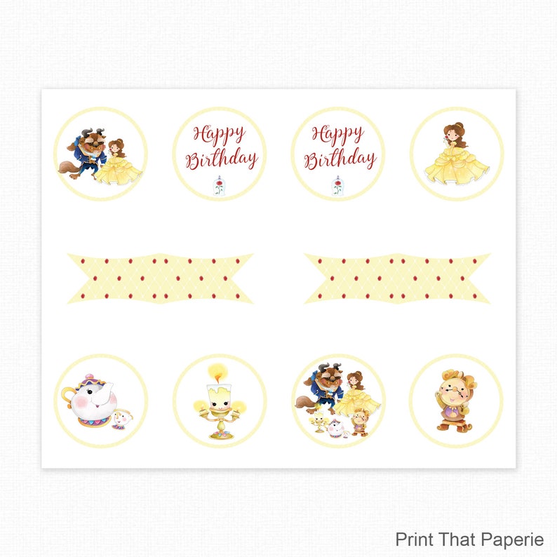 Beauty and the Beast Cupcake Topper Beauty and the Beast | Etsy