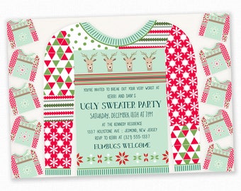 Weihnachtsparty Einladung - Hässliche Pullover Einladung - Weihnachtsparty Einladung - Ugly Sweater Party Einladung , Hässlicher Pullover