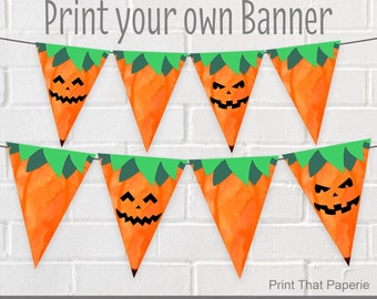 Halloween Pumpkin Banner - Halloween Party Banner - Pumpkin Decor - Halloween Bunting - Pumpkin Bunting - Halloween Banner