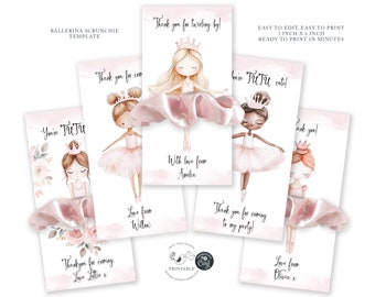 Ballerina Scrunchie Card Template - Editable Instant Download - Scrunchie Favor Holder - DIY Scrunchie Card Display - Ballerina Party Favor