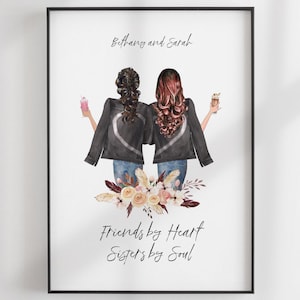 Besties Print - Best Friends Gift - Custom BFF - Friends Illustration - Personalized Portrait - Printable - Personalized Christmas Gift