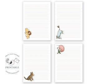 Winnie the Pooh Printable Writing Paper - Stationary Paper - Letter Writing Set - Note Paper, DIY Printable Journal Page, Scrapbooking Paper