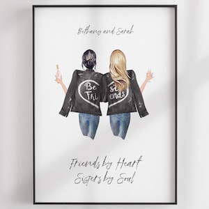 Besties Print - Best Friends Gift - Custom BFF - Friends Illustration - Personalized Portrait - Printable - Personalized Christmas Gift