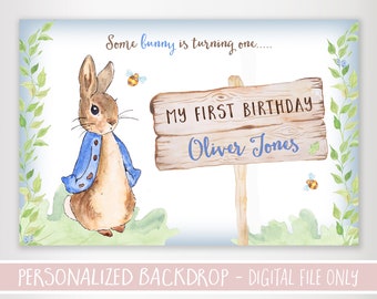 Peter Rabbit Birthday Backdrop - First Birthday Backdrop - Peter Rabbit Party - Printable Backdrop - Peter Rabbit First Birthday Poster