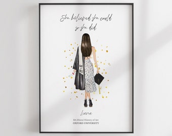 Personalised Graduation Print - Graduation Gift - Custom BFF Gift - University Graduation Print - Personalised Portrait - Christmas Gift
