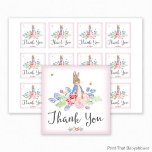 Peter Rabbit Baby Shower Printable Favor Tag - Peter Rabbit Favour Tag - Peter Rabbit Baby Shower Thank You Tag - Pink Peter Rabbit