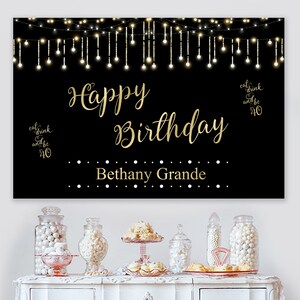 40th Birthday Backdrop Black and Gold Backdrop Printable Backdrop Personalized Backdrop Adult Party Banner 40th Birthday Banner image 3