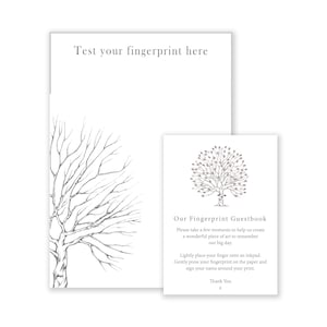 Printable Fingerprint Tree Test Page | Fingerprint Guest Book Instructions | Wedding | Baby Shower