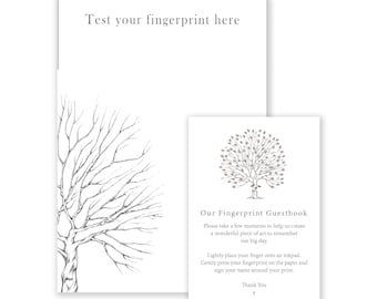 Printable Fingerprint Tree Test Page | Fingerprint Guest Book Instructions | Thumb Print Test Page | Wedding | Baby Shower