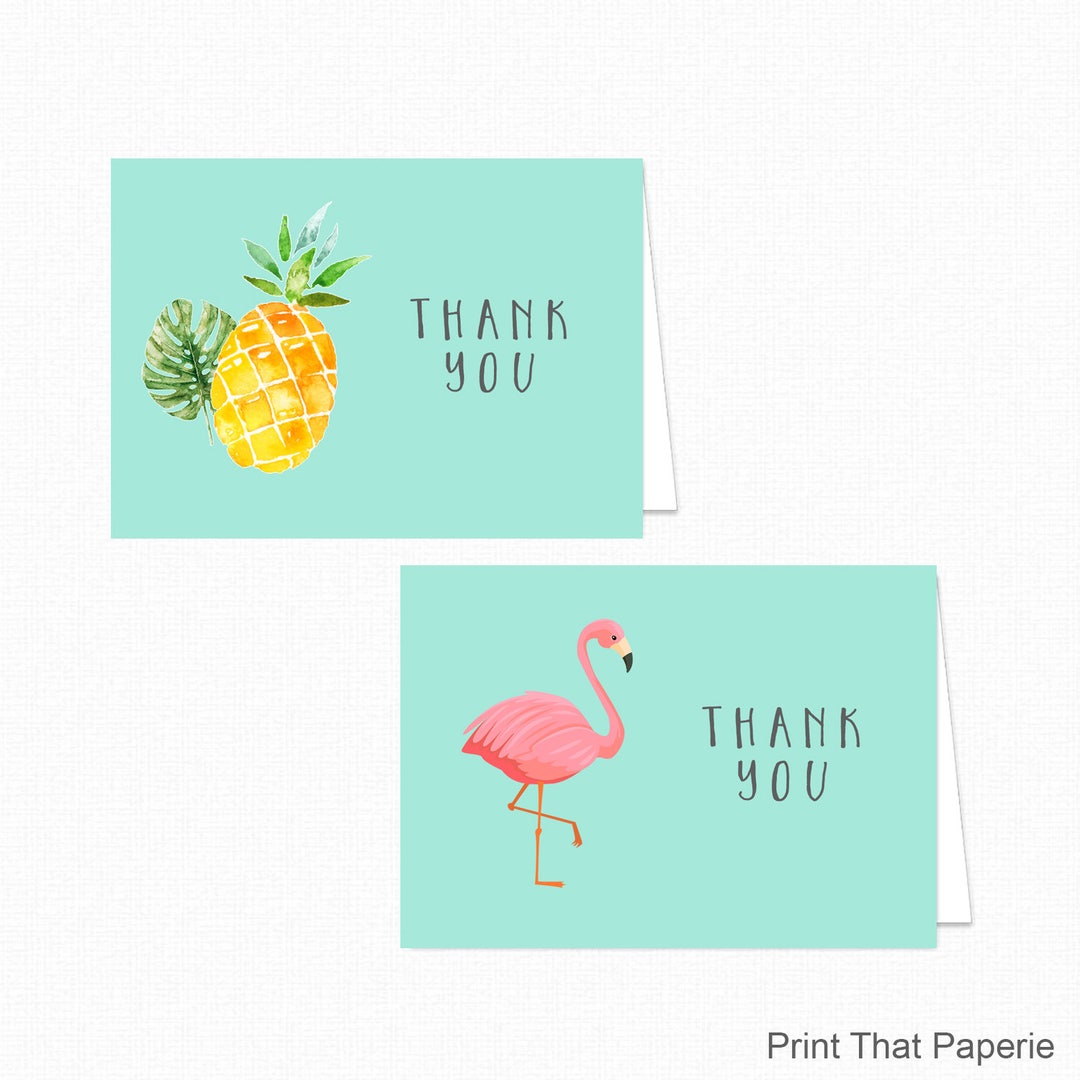 Printable Flamingo Thank You Card - Printable Instant Download ...