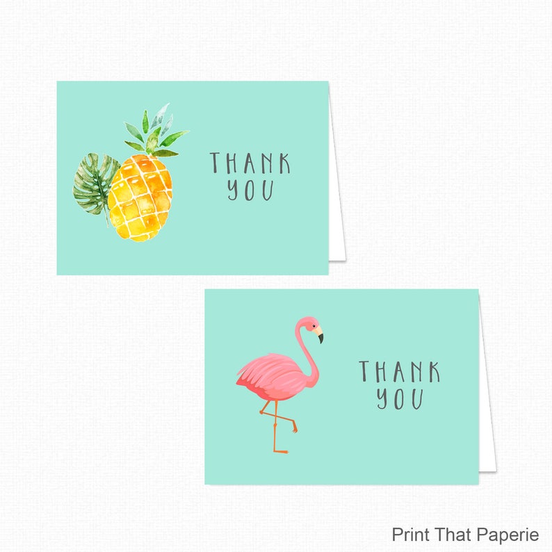 Printable Flamingo Thank You Card Printable Instant Download - Etsy
