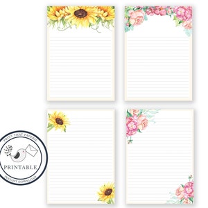 Floral Printable Writing Paper - Stationary Paper - Flower Letter ...