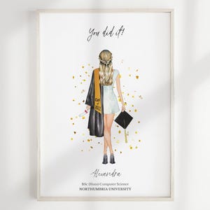 Gepersonaliseerde afstudeerprint - Afstudeercadeau - Aangepaste BFF Cadeau - Universiteit Afstudeerprint - Gepersonaliseerd portret - Gepersonaliseerd cadeau