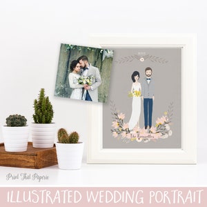 Wedding Illustration - Wedding Portrait - Custom Wedding Portrait - Printable - Bride and Groom Portrait - Wedding Gift - Wedding Keepsake