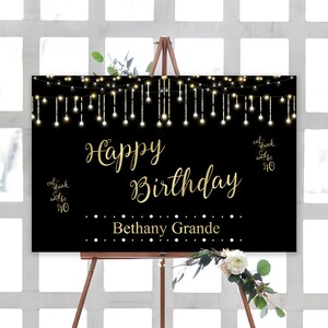 40th Birthday Backdrop Black and Gold Backdrop Printable Backdrop Personalized Backdrop Adult Party Banner 40th Birthday Banner image 2