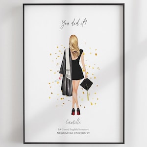 Personalised Graduation Print - Graduation Gift - Custom BFF Gift - University Graduation Print - Portrait - Personalized Christmas Gift